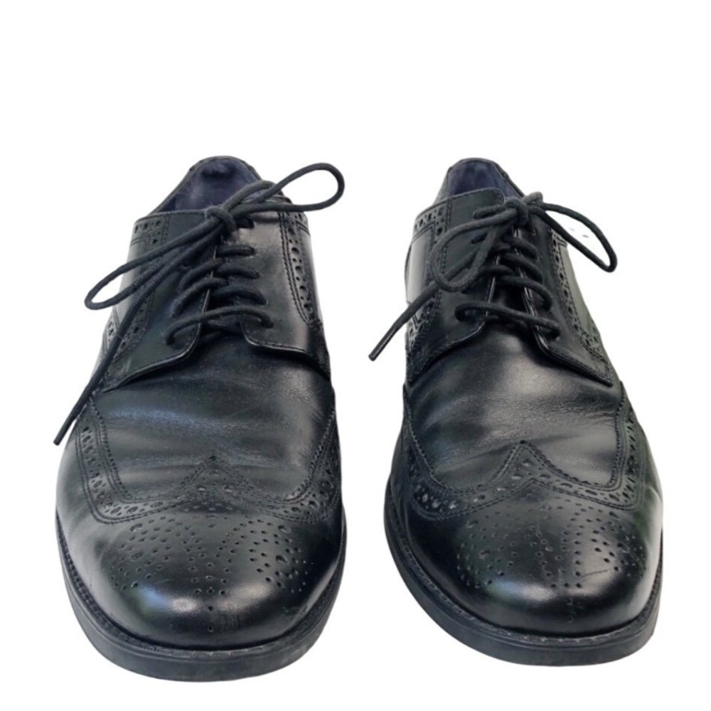 Cole Haan Men Black Leather Wingtip Round Toe Derby Brogue Dress Shoes Size 11 M - Picture 3 of 11